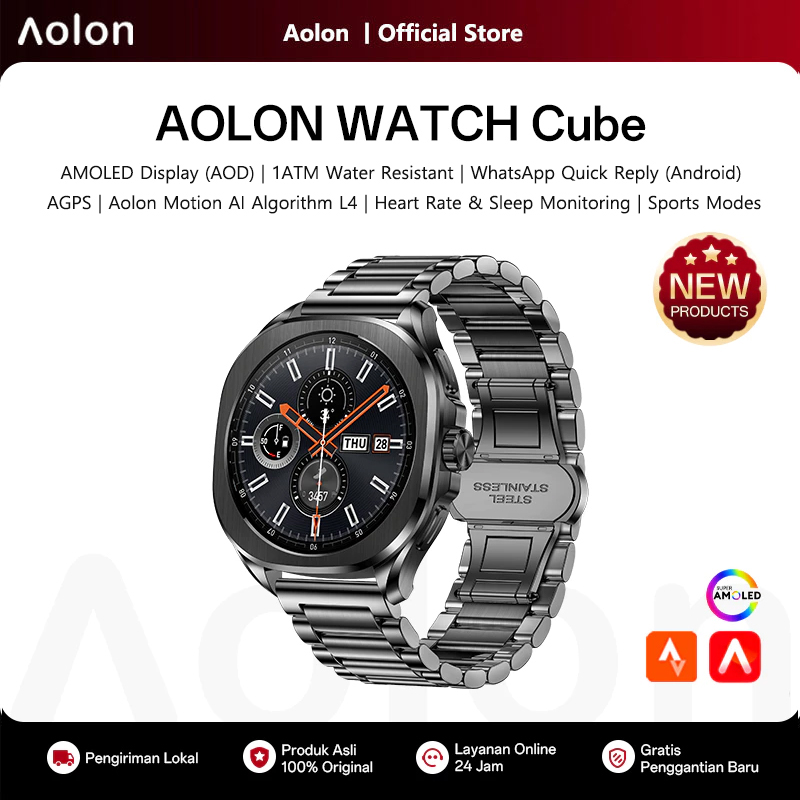 Jam Tangan Pintar Aolon Cube L - Smartwatch Watch Whatsapp ulasan dan harga