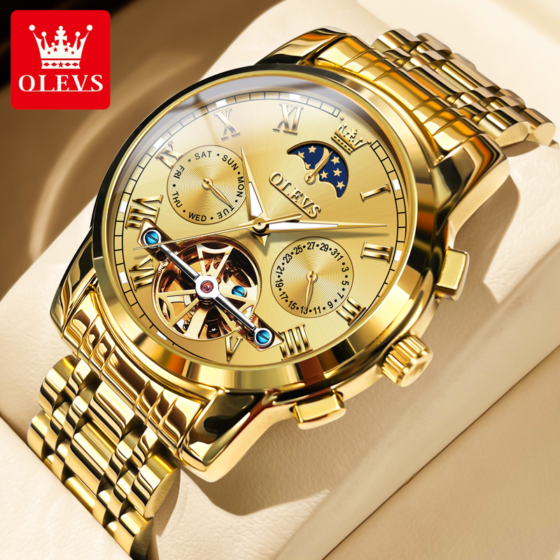 OLEVS 6617 Jam Tangan Mekanik  - Leather Watch Strap ulasan dan harga